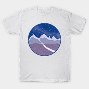 Mountain by night, landscape sticker T-Shirt